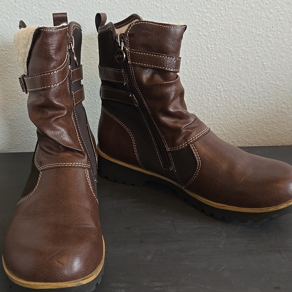 NWOT JBU Evans Vegan Leather Faux Shearling Ankle Boots Size 7